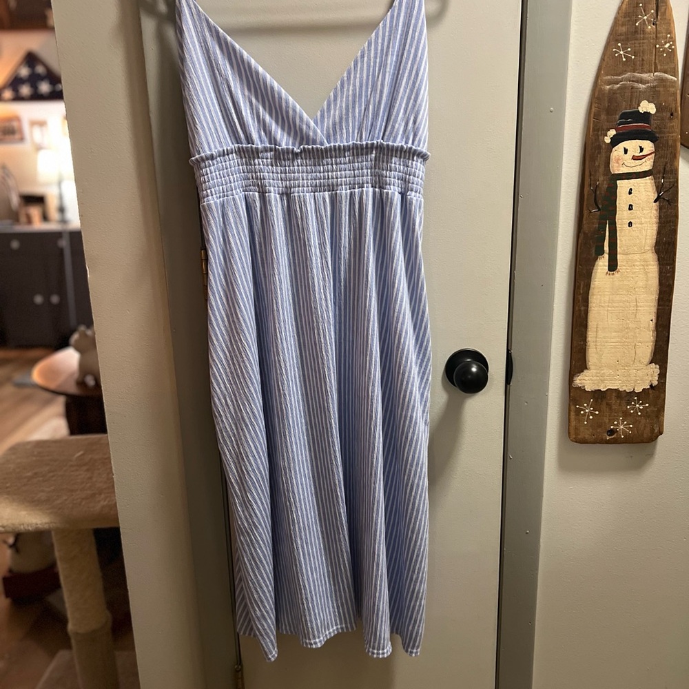 Laura Ashley Striped Blue and White Dress